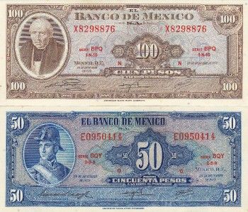 Mexico Super Collection 8 New Bank Notes A.B.N.C UNC.  