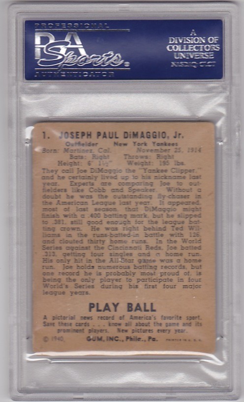 1940 Play Ball Joe DiMaggio #1 PSA 1.5   NY Yankees  