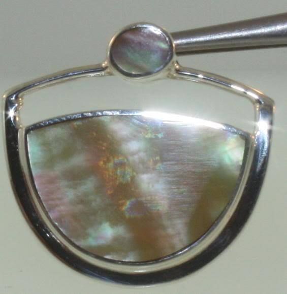   silver multicolor oval top reversible pendant 8.4g vintage estate