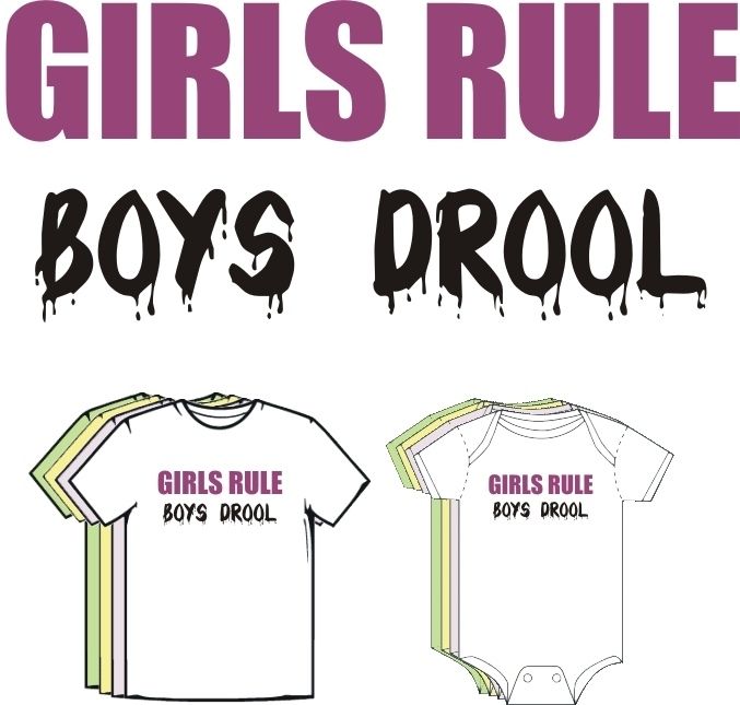 GIRLS RULE Boys Drool Funny Cute Baby T shirt Tee  