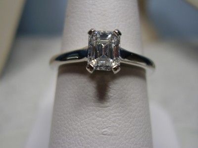 Tiffany Platinum Emerald Cut Solitaire .62 Diamond Ring  