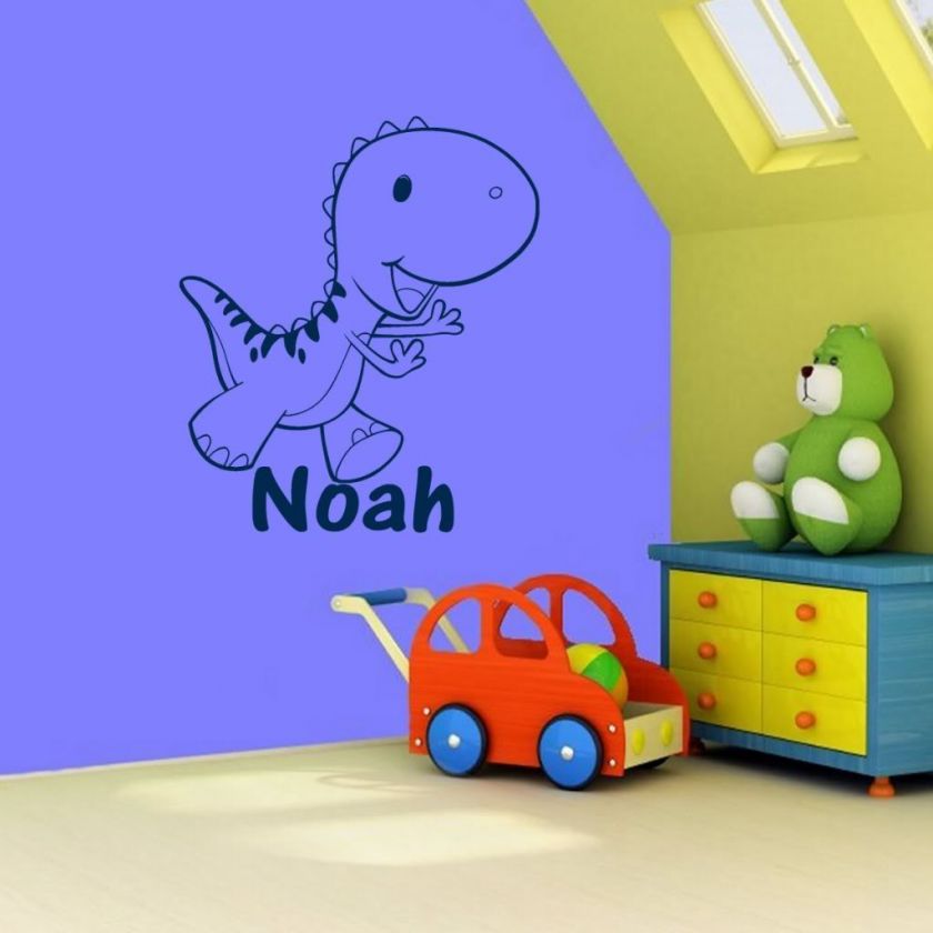 Large Personalized Dinosaur & Name Wall Decal Sticker  