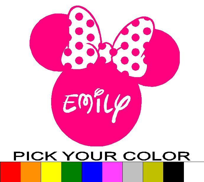 PERSONALIZED 24 MINNIE MOUSE EARS DECAL STICKER DISNEY  