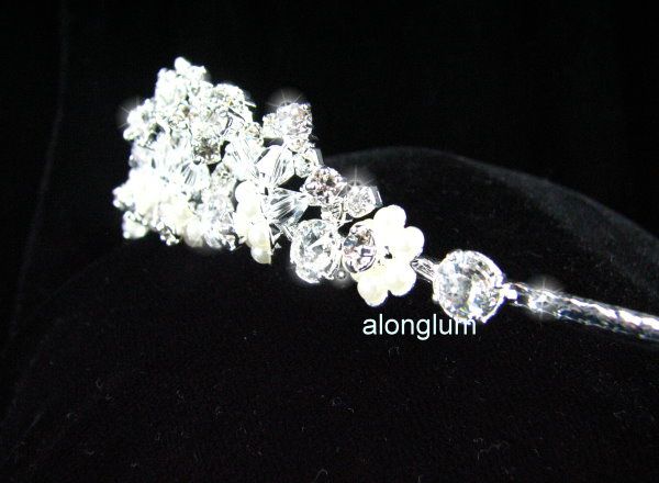 A12691 Pearl Wedding Bridal Bridesmaid Swarovski Crystal Rhinestone 