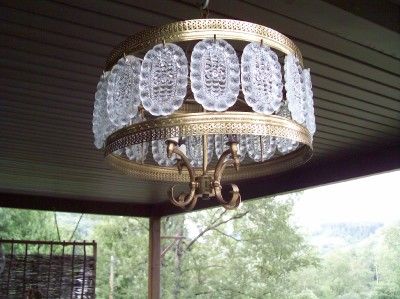 Antique Vintage Mid Century Modern Ceiling Light 16 Big Crystal 