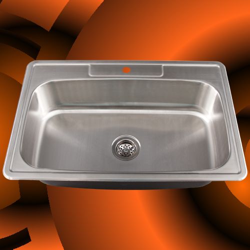 33 Stainless Steel Drop In Single Bowl Kitchen Sink  