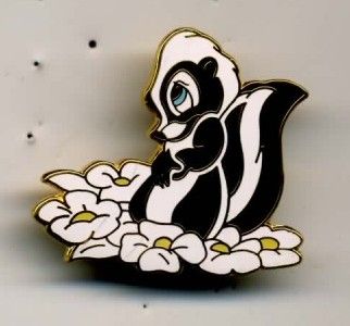 DISNEY BAMBIS FLOWER THE SKUNK STANDING IN FLOWERS PIN  