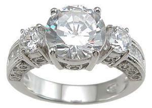 CARAT .925 STERLING SILVER ROUND CUT 3 STONE ENGAGEMENT RING SZ 5 