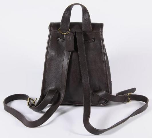   Chocolate Brown Leather Mini Backpack Daypack Drawstring Top 9960