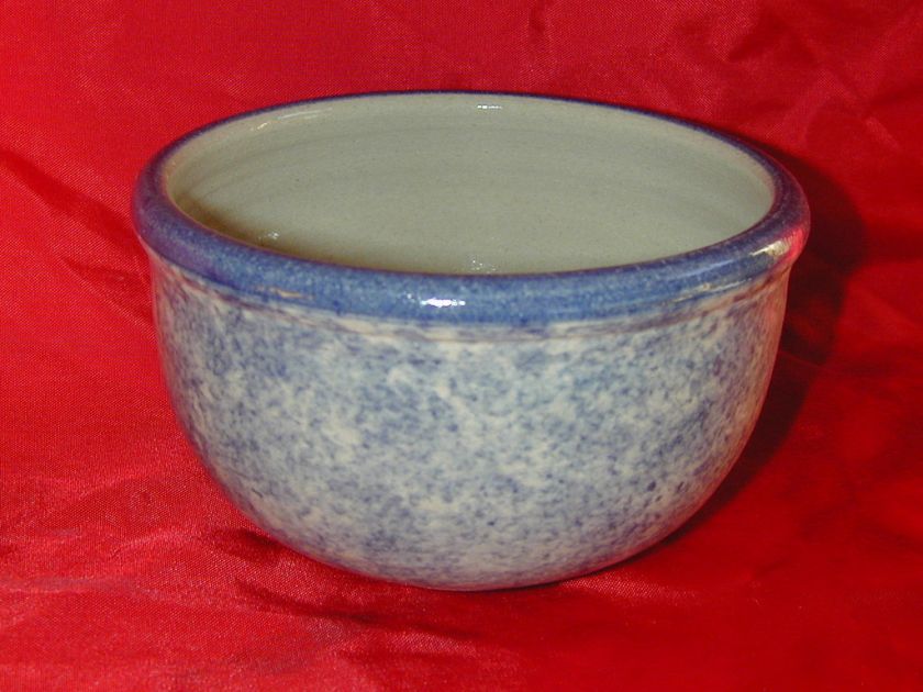   Blue Band Dip Server, Mixing or Blending Bowl, Crock Stoneware Pottery
