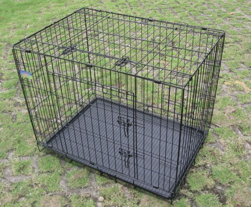 New 2 Door 30 Folding Pet Dog Cage Crate Kennel Black  