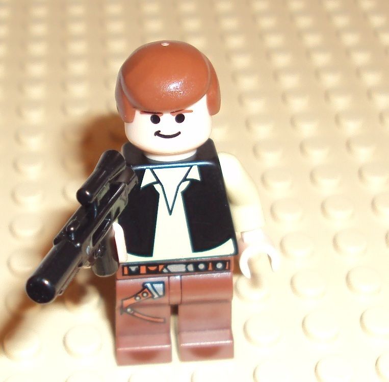 New Lego Minifig   Star Wars Han Solo with Blaster   Minifigure  