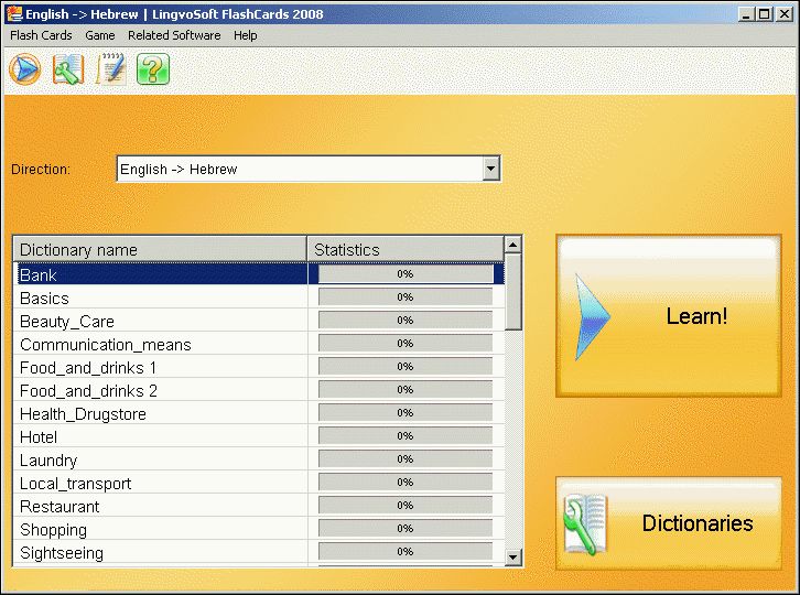 Ectaco LingvoSoft FlashCards software English Hebrew  