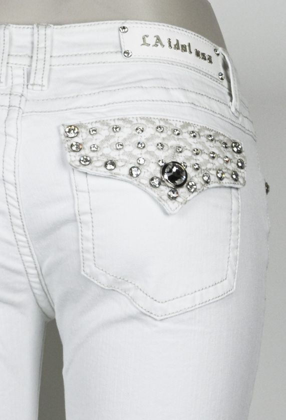   BootCut Jeans w Jewel Desing & Rhinestone Buttons sz 0 15 (900LP