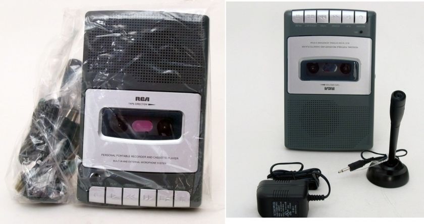RCA SHOEBOX CASSETTE PLAYER VOICE TAPE RECORDER WITH MICROPHONE + AC 