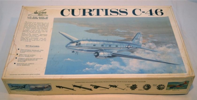 CURTISS C 46 Twin Engine Transport Airplane 1/72 Scale Model Kit 