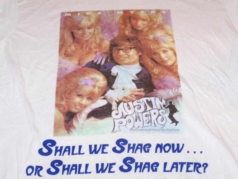 Mike Myers AUSTIN POWERS Shag Now / Later T Shirt MED.  