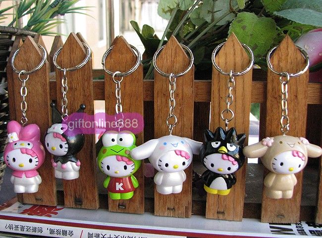 6PCS Hello kitty character Key chain bag hang pendant  