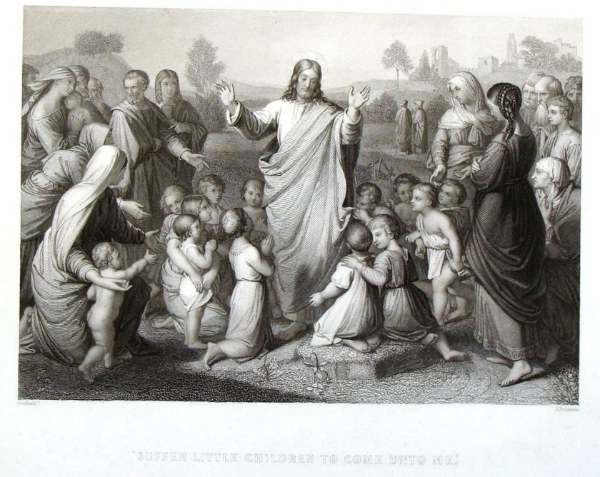 Imperial Family Bible  1847  SUFFER LITTLE CHILDREN  