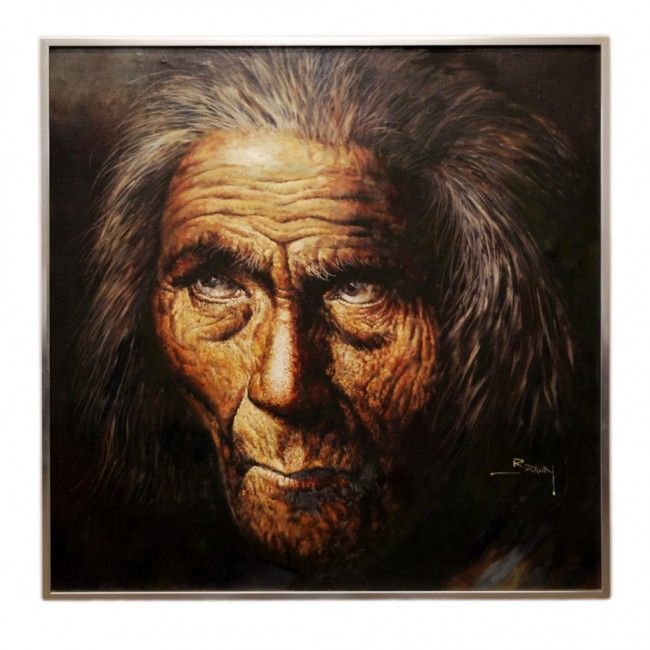 NATIVE AMERICAN INDIAN PORTRAIT ORIGINAL SIGNED OIL PAINTING BY JORGE 